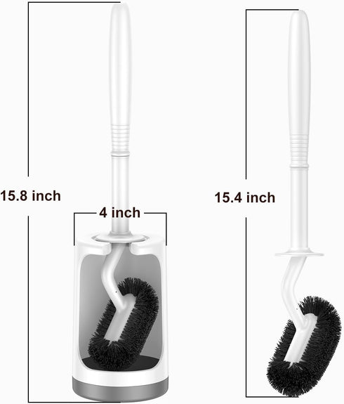 HAMITOR Toilet Bowl Brush Holder Set, Curved Design Holder for Deep Cleaning, Compact Scrubber for Small Spaces