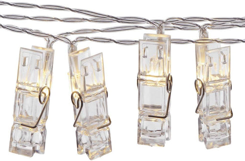Sterno Home GL42589 LED Battery-Operated Clip String Lights, 10.5 Feet, Warm White
