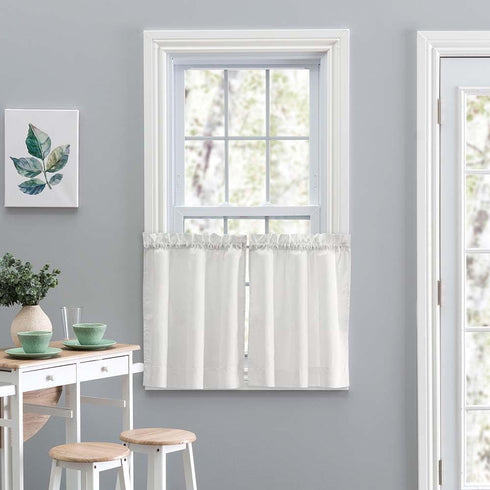 Ellis Curtain Stacey Sheer Tailored Tier Pair Curtains - 56x30 Inch - Ice Cream