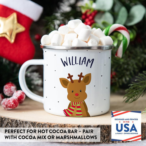 11Oz. 1-Pack Andaz Press Personalized Kids Christmas Hot Chocolate Stainless Steel Campfire Coffee Mug, Adorable