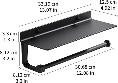 Hand Towel Holder for Bathroom -Paper Towel Holder Wall Mount - for Bathroom Black Paper Towel Holder with Shelf