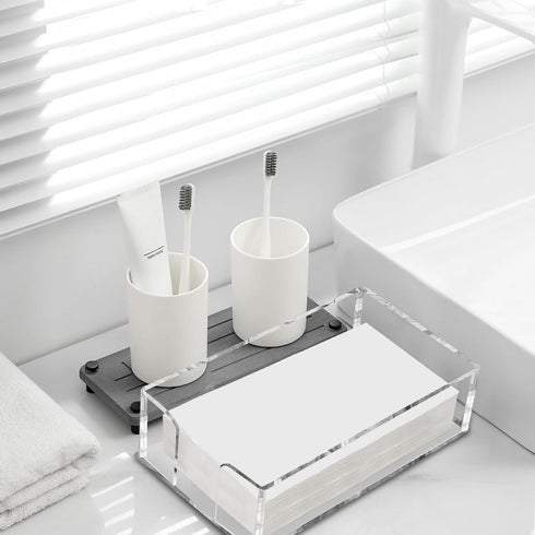 8.5x4.9x2.4 inches Fengzhe Acrylic Guest Towel Napkin Holder, Clear Bathroom Paper Hand Towels Storage Tray, Disposable