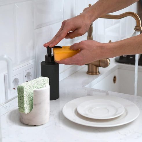 counter Marble Sponge Holder Sink Sponge Caddy for kichen Drying Rack for Sink Organizer Modern Stone Kitchen Sink