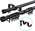 TLBTEK 3pcs Brown Heavy Duty Curtain Rod Brackets, Adjustable Wall Mount Holders for Window