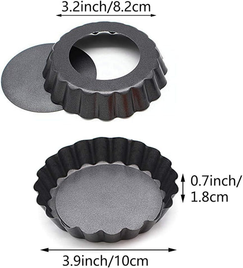 Mini Tart Pans Set of 6, Nonstick 4 Inch Mini Quiche Pan with Removable Bottom
