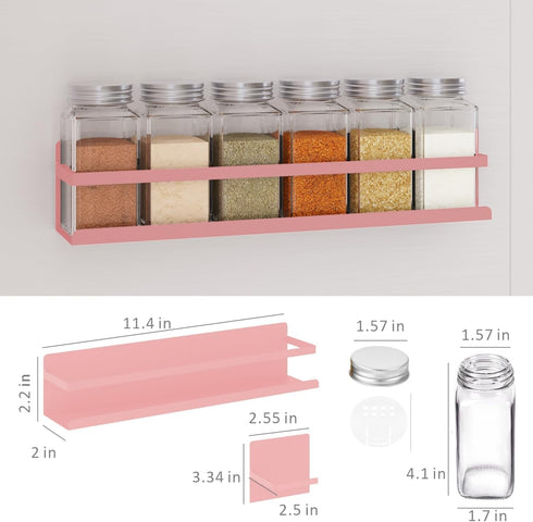 24 4 Pack Magnetic Spice Rack with Jars Magnetic Spice Rack for Refrigerator Spice Jars with Label Magnetic Shelves