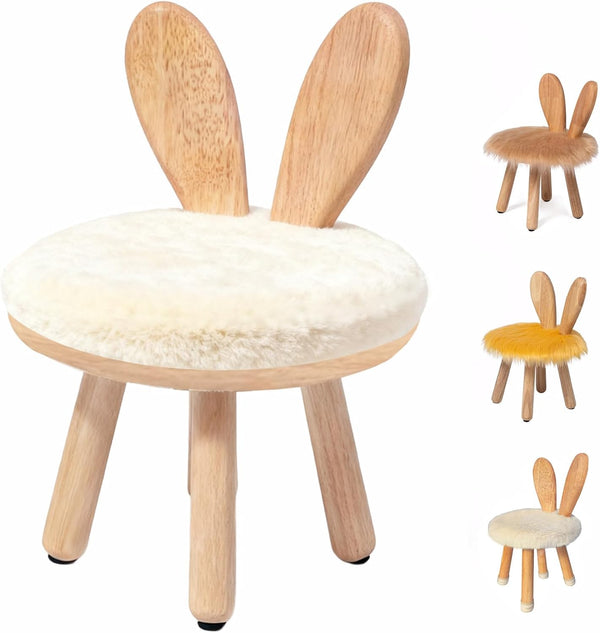 XXYOUPIN Bunny Chair for Kids 1-4 Years, Wooden Base with Removable Cushion,Anti-Tip Toddler