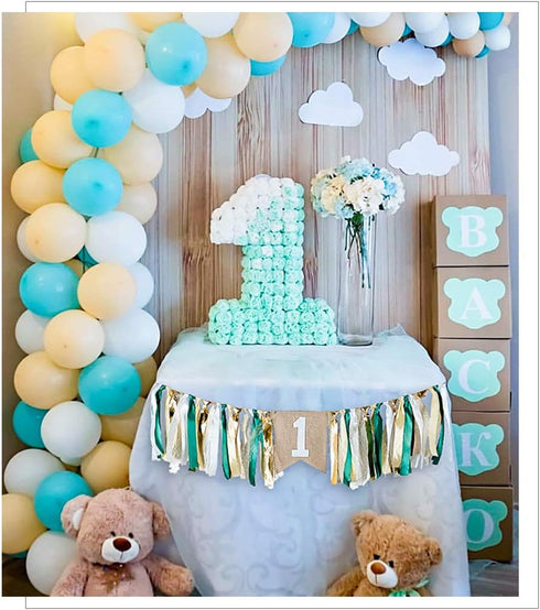 1st Field Green Style Highchair Banner Baby Girls Boys Birthday Party High Chair Bunting Garland Decoration (Grassland