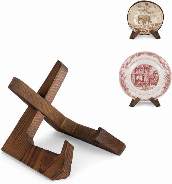 3.5 Inch Plate Stand for Display, Wooden Easel Frame Holder for Large Deep Bowls, Platters, Dishes