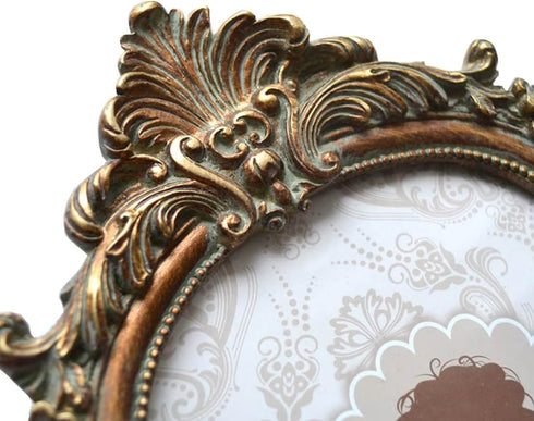 SIKOO Vintage 4x6 Picture Frame, Antique Ornate Table Top and Wall Mounting Photo Frame with High Definition Glass