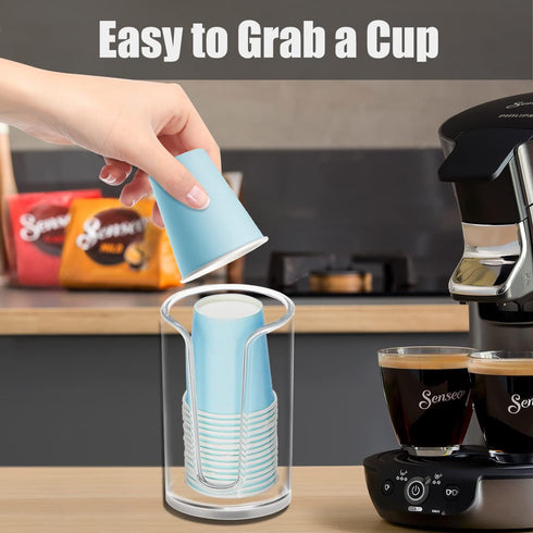 Bathroom Disposable Paper Cup Dispenser, Clear Mouthwash Cup Holder for Vanity Countertops, Pack of 2
