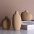 Set 3,Bulk Small Tan Brown Ceramic Vase of Mini Bud Vases for Flowers and Pampas Grass,Cute Boho Ellipse Home Decor