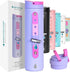 Elemental Iconic Kids Water Bottle, 20oz Triple Insulated Stainless Steel with Straw Lid & Charms Strap, Lilac Tie Dye
