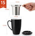 Sweese 15 OZ Porcelain Tea Mug with Infuser and Lid, Black Loose Leaf Tea Cup, Gifts for Tea Lovers