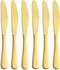 Matte Gold Dinner Knife Set, 9.4-inch Stainless Steel Satin Finish, Set of 6, Dishwasher Safe