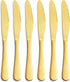 Matte Gold Dinner Knife Set, 9.4-inch Stainless Steel Satin Finish, Set of 6, Dishwasher Safe