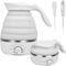 Portable Travel Foldable Electric Kettle, 850W Fast Boiling, Food Grade Silicone, 700ml, 110V, White