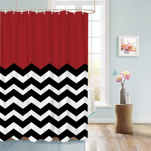 Vandarllin Red Black and White Chevron Shower Curtain, Extra Long 72x84 Inches, Custom Made