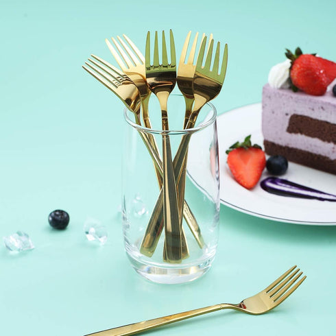 Berglander Gold Tea Fork - Stainless Steel Cake Fork Dessert Fork with Titanium Gold Plating, Pack of 6