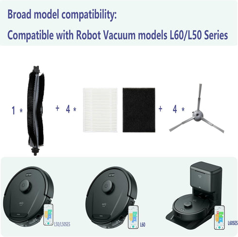 L60 12 Pack Replacement Parts for Eufy L60/ L60 SES/ L50/ L50 SES Series Robotic Vacuum Cleaners