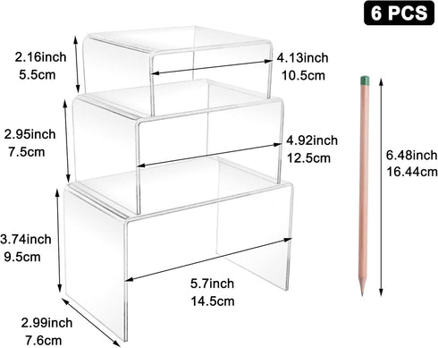 Cerpourt 2 Sets Risers(4",5",6") ((4"x5"x6") Acrylic Display Product Stand Clear Risers)
