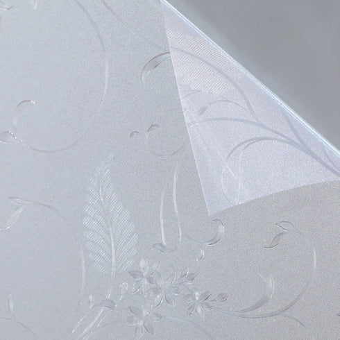 Mikomer Privacy Window Film, Etched Flowers Static Cling Glass Door Film, 17.5 inches by 118 inches
