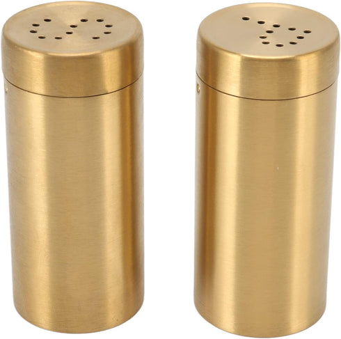 2 Pack Gold Spice Jar, Stainless Steel Shaker with Screw Open Top for Uniform Size Seasoning Bottles