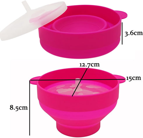 Mini Microwave Popcorn Popper, BPA Free Silicone Popcorn Popper Microwave Collapsible, Microwave Popcorn Maker, Microwave Popcorn Bowl, Dishwasher Safe (Vibrant Pink) by YINGD