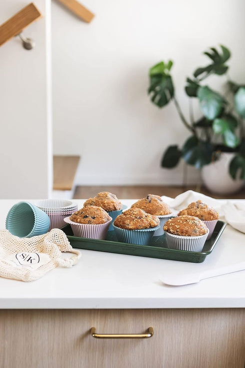 The Silicone Kitchen Reusable Silicone Baking Cups, Jumbo Muffin Liners for Cupcakes, BPA Free, 12 Pack
