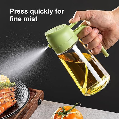 16oz Oil Dispenser Bottle for Kitchen - 2 in 1 Olive Oil Dispenser and Oil Sprayer - 470ml Olive Oil Bottle - Oil Sprayer for Cooking, Kitchen, Salad, Barbecue Green by TrendPlain