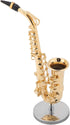 Instrument Ornament Gold Plated Miniature Saxophone Ornament Replica Musical Model with Gift Case for Christmas