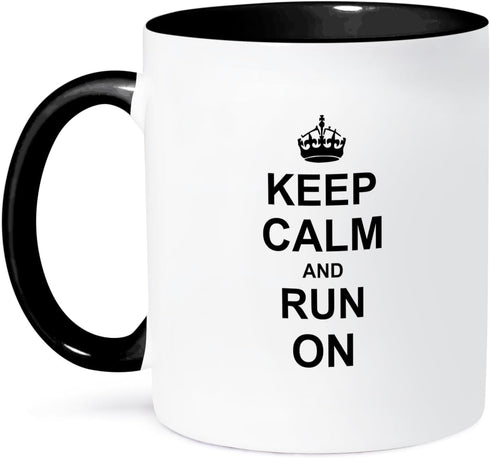 3dRose Keep Calm and Run on Mug | 11 oz, Black
