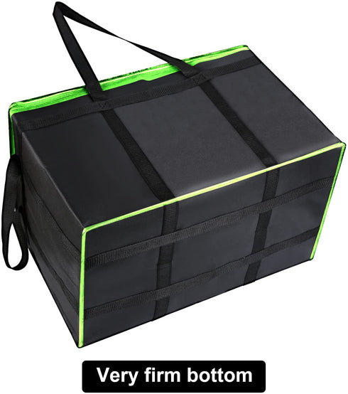 2 Pack XXXL-Large Insulated Grocery Shopping Bags, Green, Reusable Bag,Thermal Zipper,Collapsible,Tote,Cooler,Food