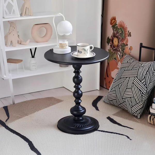 Side Table - 13.8" Round Small Accent Table with Metal Base, Multifunctional