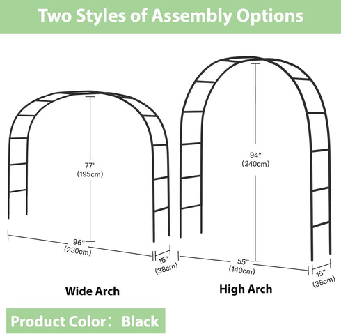 7.8ft RUBFAC Garden Arch Trellis for Climbing Plants Outdoor, Metal Arch Frame Garden Arbors and Arches, Outdoor