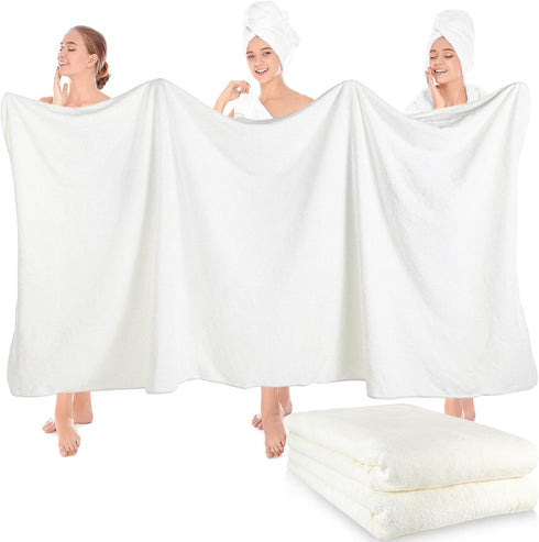 Preboun 2 Pcs Oversized Fleece Bath Towels, 40 x 80 Inch Bath