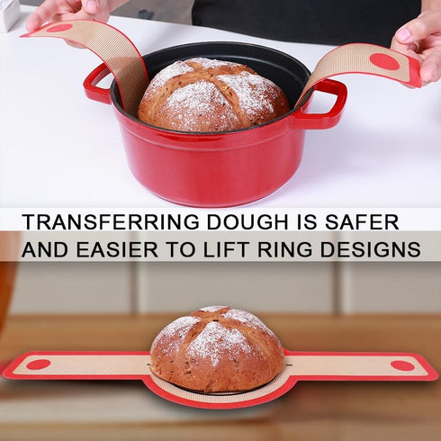 2 Pcs Silicone Bread Sling, Non-Stick Heat Resistant Baking Mat for Dutch Oven with Long Handle for Sourdough