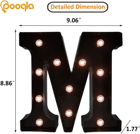 Decorative LED Illuminated Marquee Sign - Alphabet Letters with Lights for Wedding, Birthday, Christmas, Home Bar M,