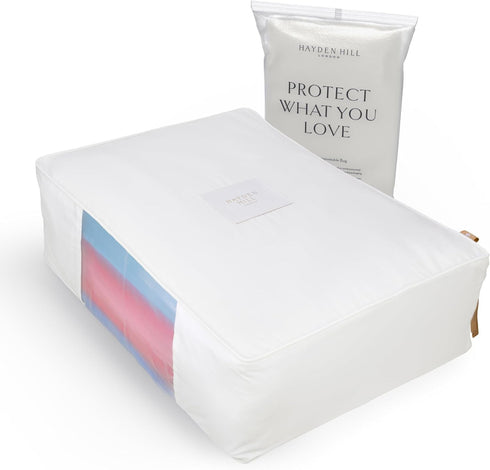 Hayden Hill Luxury Organic Cotton Sweater & Blanket Storage Bag, 20" Fits 9 Cashmere Sweaters, Moth Proof Bag