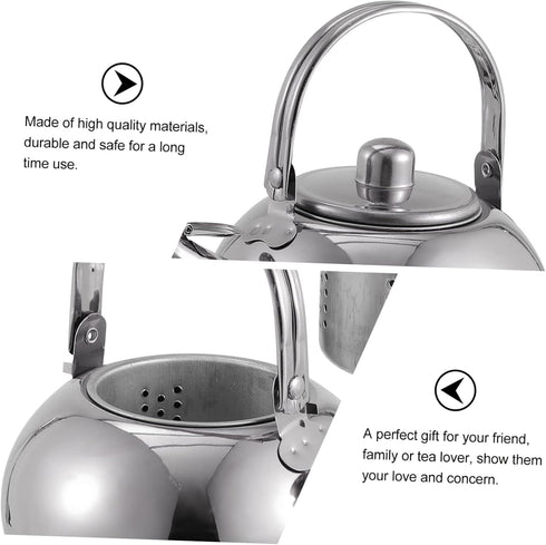 1pc Metal Tea Kettle with Infuser, Stainless Steel Pot Filter Screen for Coffee