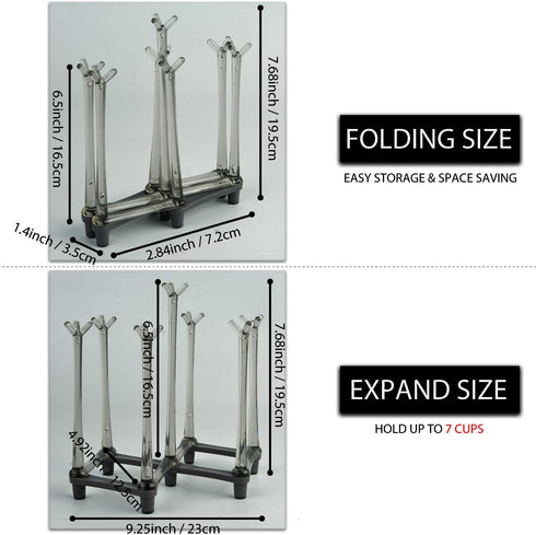 2 Pcs Cup Drying Racks Set, Retractable Drinking Glass & Baby Bottle Drainer Stand for Kitchen Countertop