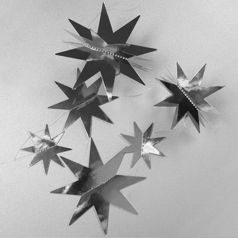 Cheerland Glitter Black Silver Party Decorations - Star Garlands for Birthday, Halloween, Wedding, Ramadan