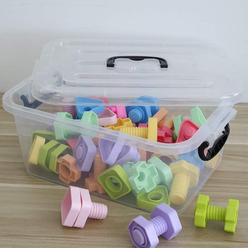 8 Liter Plastic Storage Box - 2-Pack Clear Storage Bins with Handles for Organizing