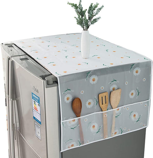 Refrigerator Dust-Proof Cover - Waterproof PEVA Material with Storage Pockets for Multi-Purpose Use