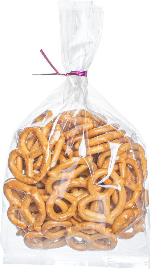 Restaurantware 100 Clear Plastic Gusset Bags 4 x 2.3 x 8 Inch - Heat Sealable Food Safe Treat Bags for Popcorn or