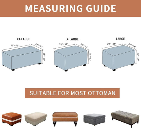 Bottom,05 Eco-Ancheng Ottoman Cover Stretch Rectangle Footrest Stool Slipcover Ottoman Bench Covers Jacquard Footstool