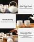 Set, Set 1 Set, 6 1 1 Sets Dujust Japanese Tea White Porcelain Tea with Teapot Tea Cups, Tea Tray, Stainless Infuser