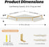 2-Tier 9.5-inch Tirzah White Wall Mount Corner Shelf with Gold Metal Guardrail, Diamond-Shaped Wood Corner Floating