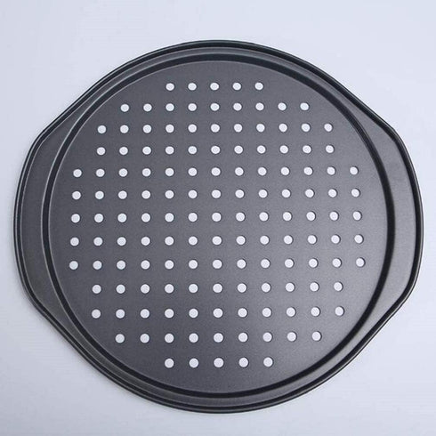 Latest 13 Inch Nonstick Carbon Steel Pizza Pan - Bakeware with Holes for Oven Baking Supplies (35x32x1.3cm)