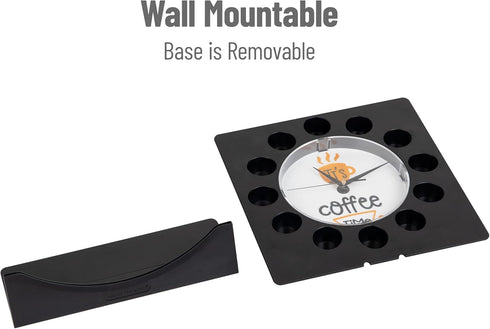 Mind Reader Single Serve Coffee Pod Clock, 12 Pod Capacity, Black Countertop or Wall Mount, 12.5" L x 4.25" W x 12.25" H